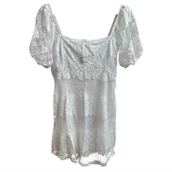 Free People Ivory Be Your Baby Lace Baby doll Dress Size Large - Picture 2 of 9